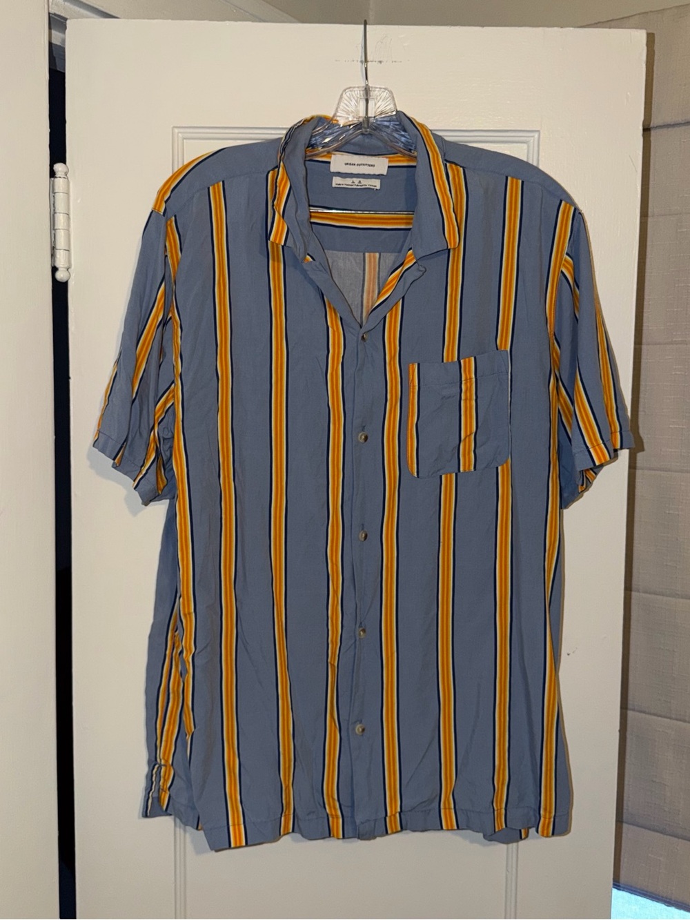 Urban Outfitters Blue Shirt with Yellow & Black Stripe